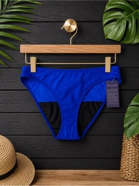 💙 NWT Leakproof Period Swim Bikini Bottoms Medium | Low Rise Blue Swimwear
